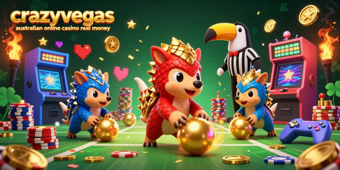 Engaging scene of pangolins competing in the crazyvegas australian online casino real money setting, surrounded by gaming elements.