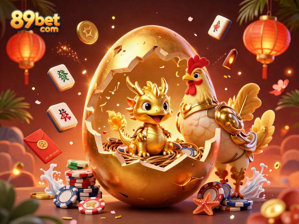 Experience thrilling gaming moments with 89bet com in this vibrant 3D illustration featuring golden dragon and poker chips.