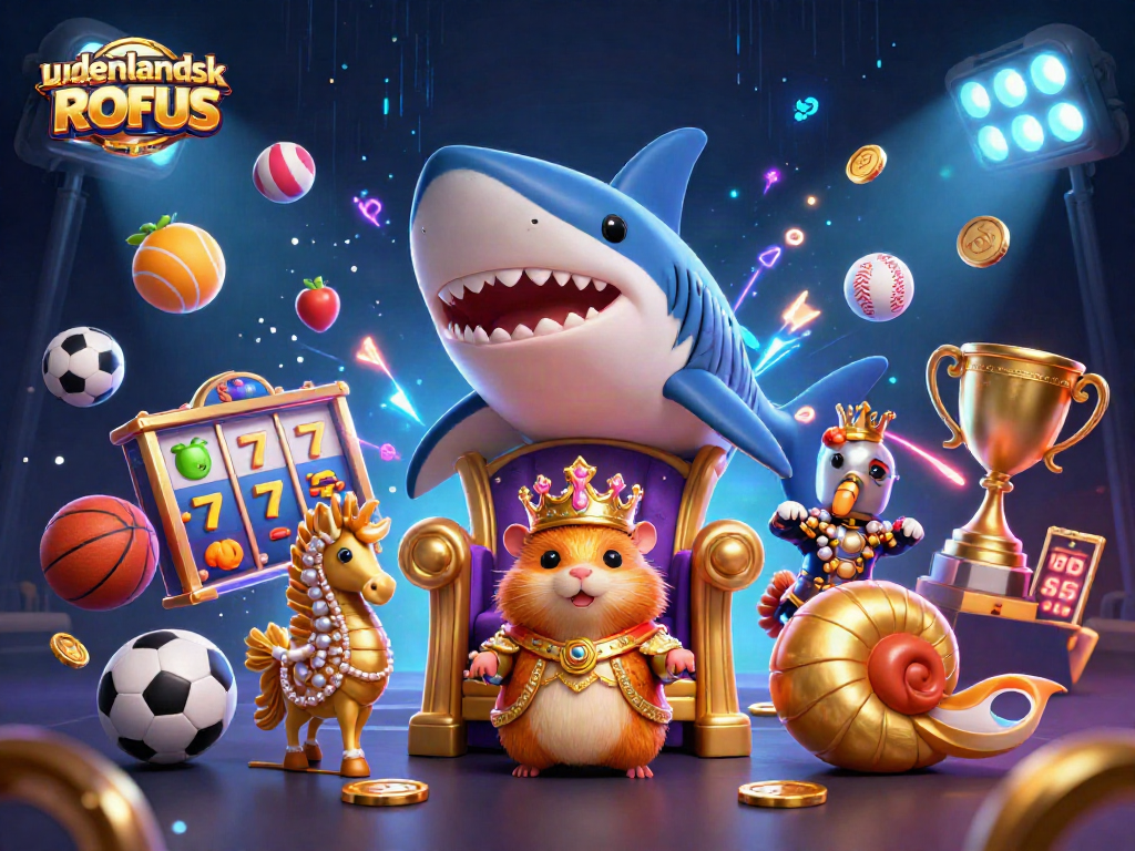 Experience the excitement of udenlandsk casino uden ROFUS with vibrant gaming elements and a majestic hamster king.