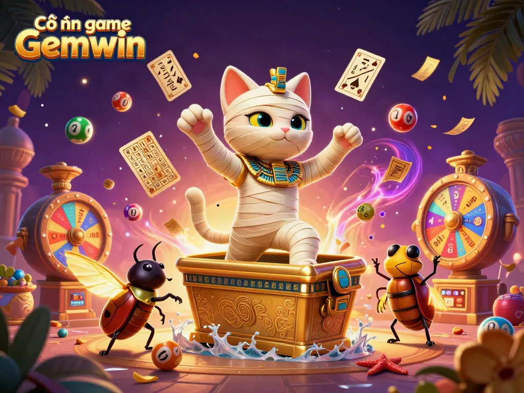 Engage in thrilling casino adventures with Cổng game Gemwin featuring animated characters and vibrant gaming elements.