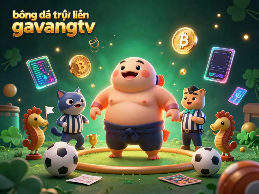 Engage in bóng đá trực tuyến gavangtv with colorful sports elements and vibrant 3D characters.
