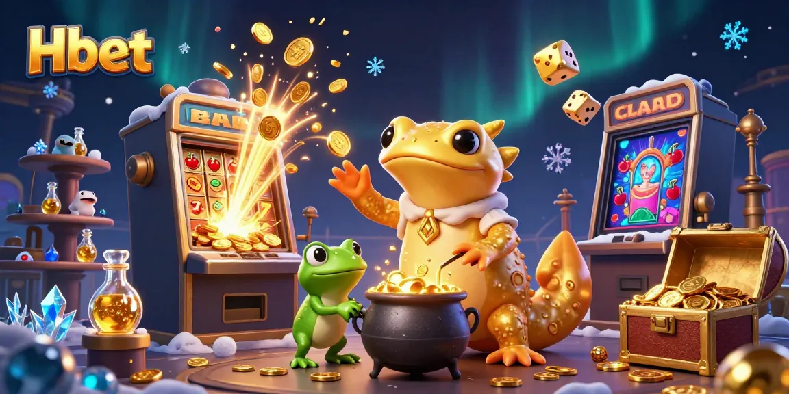 Experience the magic of Hbet with a gold-generating alchemist and lively casino elements.