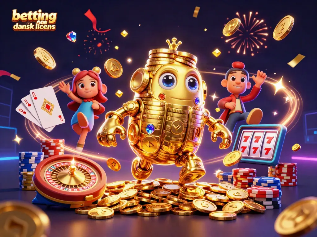 Experience betting uden dansk licens with a vibrant 3D illustration showcasing dynamic casino elements.