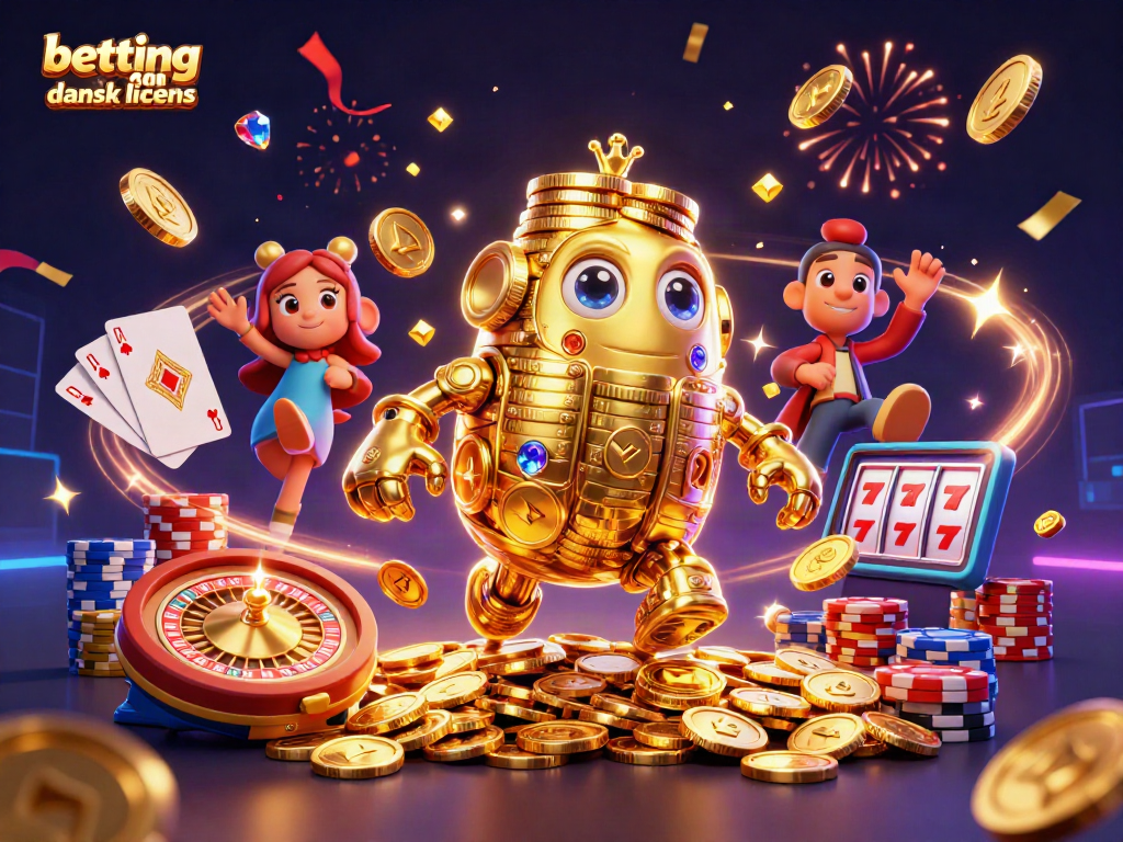 Experience betting uden dansk licens with a vibrant 3D illustration showcasing dynamic casino elements.